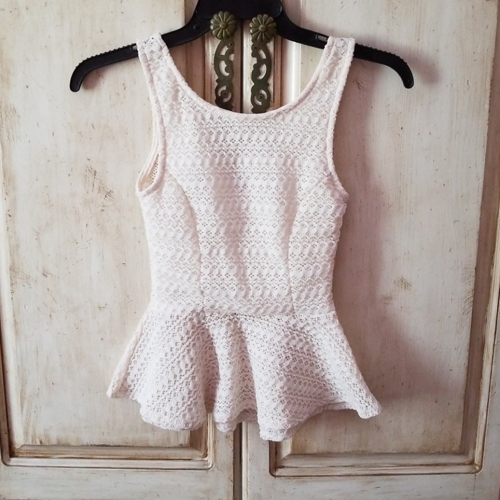 White knit peplum top